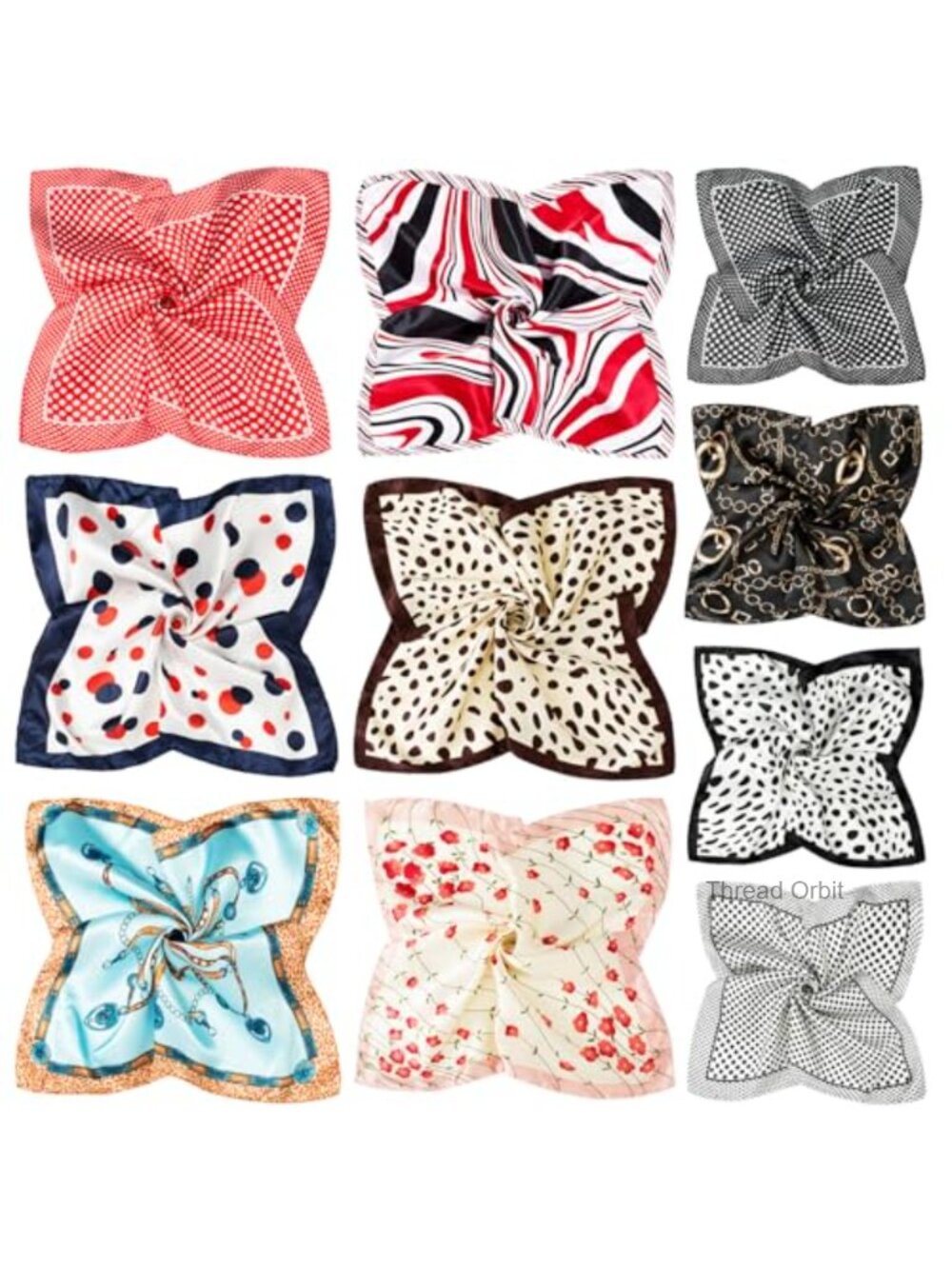 Satin Silk Like Square Scarf 20x20 Bundle Hair Neck Scarf 10 Pcs